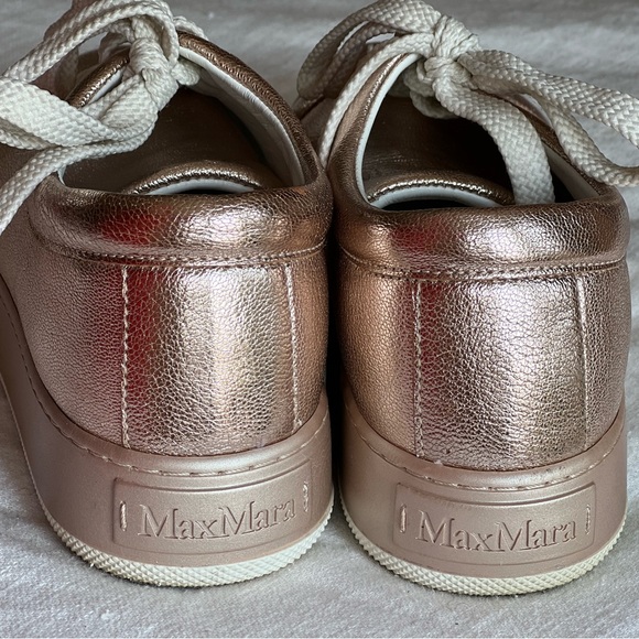 Max Mara rose gold leather sneakers sz 7 - Picture 4 of 7